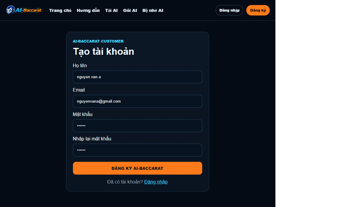 Create an AI-Baccarat Account